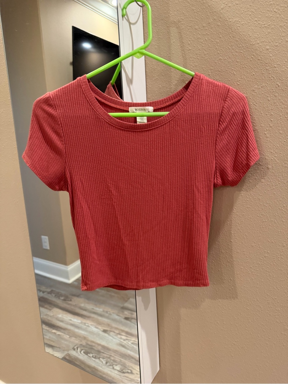 Bozzolo Ribbed Short Sleeve Crop Top - Dusty Rose